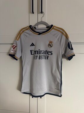 adidas Real Madrid Kids White & Gold Soccer Jersey